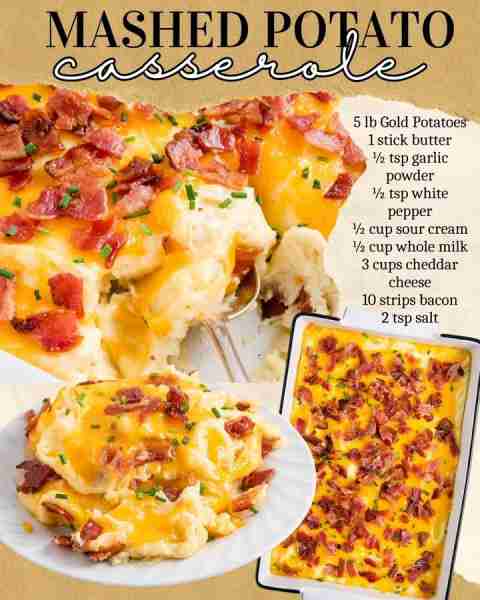 MASHED POTATO CASSEROLE! 5 lb Yukon Gold Potatoes 1 stick salted butter ½ tsp garlic powder ½ tsp wh...