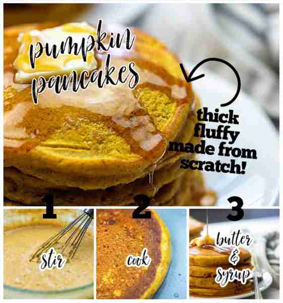 These pumpkin pancakes make the best fall breakfast! Thick, fluffy, simple, and delicious! We love t...