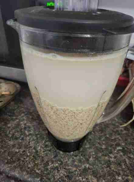 Soaking oats to make oatmilk!! Tastes sooo much better to hubby and myself, is much better for us si...
