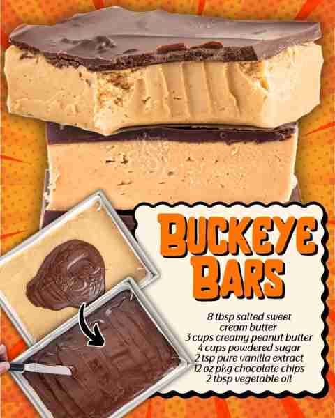 BUCKEYE BARS! Peanut Butter Bar 🍫 8 tbsp salted sweet cream butter 🍫 3 cups creamy peanut butter...