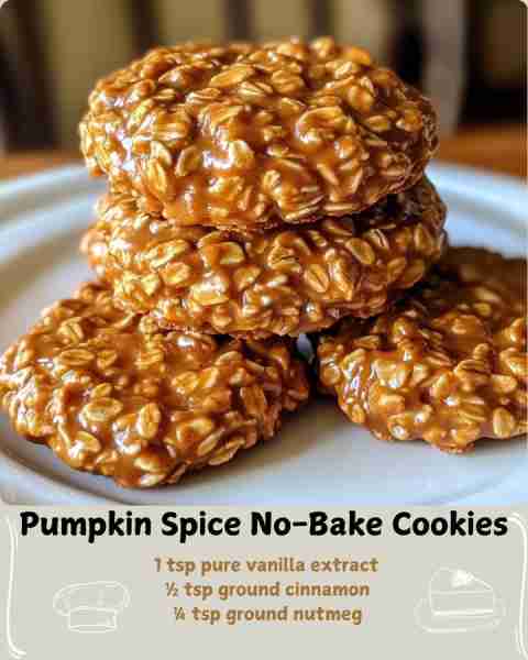 🎃 Pumpkin Spice No-Bake Cookies 🍪 Ingredients ½ cup (1 stick / 113g) unsalted butter ½ cup (100g)...