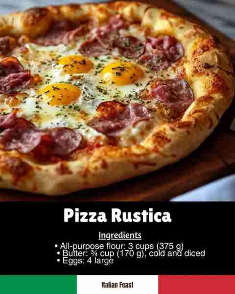 🍕 Pizza Rustica A rich Italian Easter pie made with eggs, cheese, and cured meats baked inside a bu...