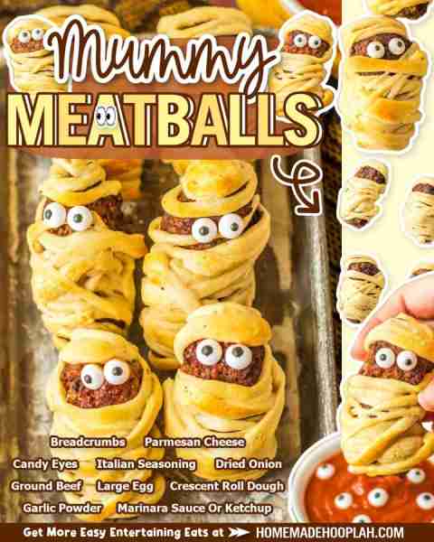 Mummy Meatballs! 🍝👻 ⭐RECIPE IN COMMENTS⭐ tap photo to see 📷