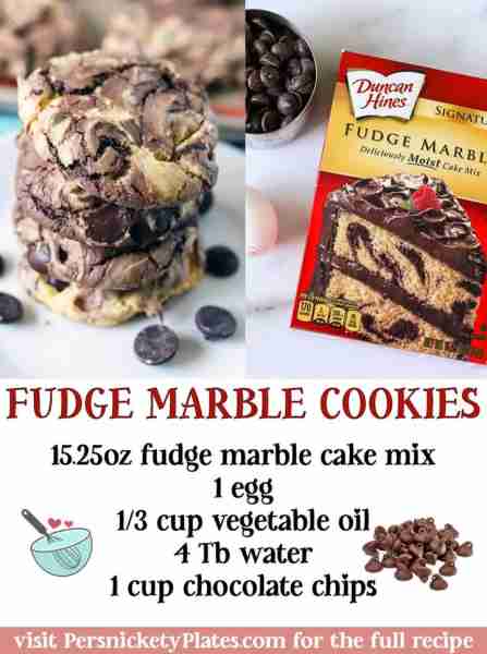 Fudge Marble Cake Mix Cookies