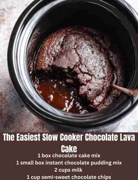 Pour a boxed chocolate cake mix into your slow cooker, stir in three simple goodies, and let it turn...