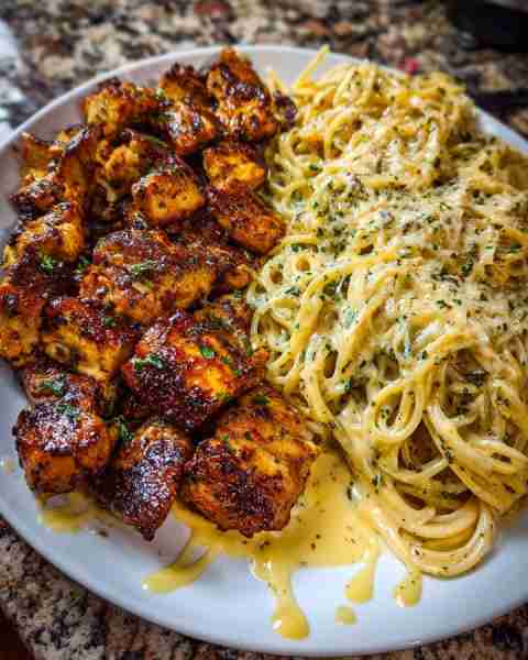 Chicken Spaghetti with Cajun Garlic Alfredo and Mozzarella Ingredients: 1 pound spaghetti 1.5 pounds...