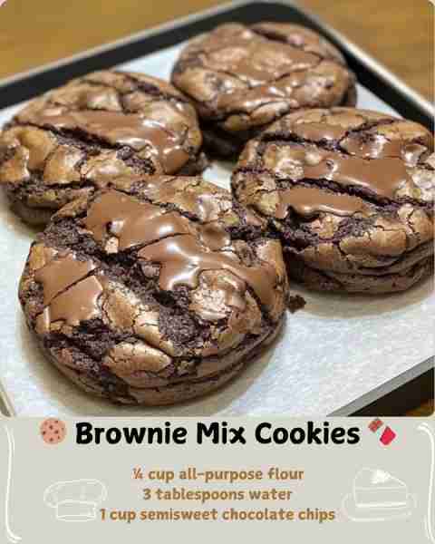 🍪 Brownie Mix Cookies 🍫 Ingredients 1 (19.8 oz) box brownie mix (plus ingredients listed on box no...
