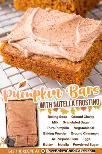 RECIPE - https://www.lovebakesgoodcakes.com/pumpkin-bars-with-nutella-buttercrea/ These Pumpkin Bars...