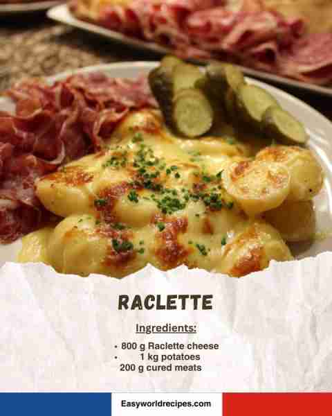 🧀 Raclette A cozy Alpine dish of melted cheese served with potatoes and cured meats. Ingredients: •...