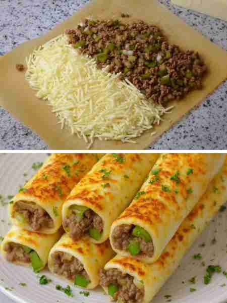 Keto Beef & Cheese Roll-Ups Ingredients For the Cheese Wraps 2 cups shredded mozzarella (or provolon...