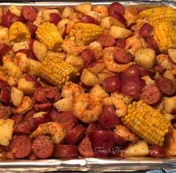 Sheet Pan Low Country Bake ~~Ingredients~~ 1 lb. Large or Jumbo Shrimp, peeled and deveined (use goo...