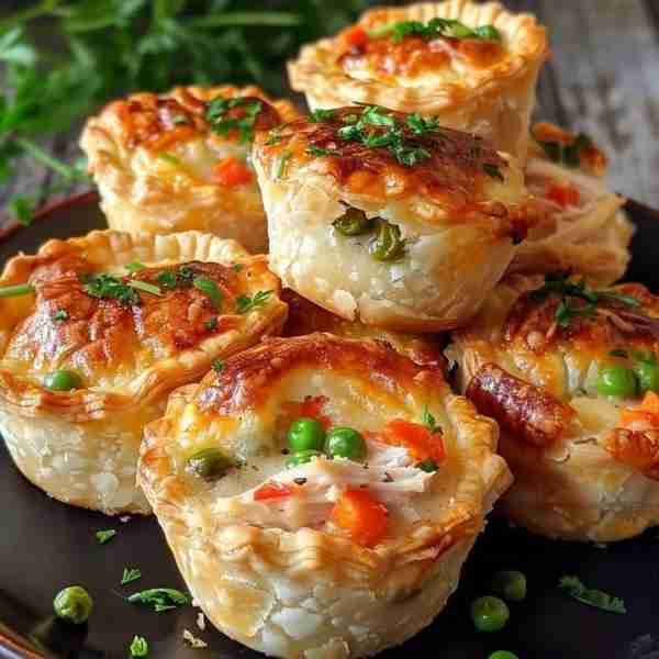 These Mini Chicken Pot Pie Muffins are the perfect comfort food for a cozy night in! Enjoy the taste...