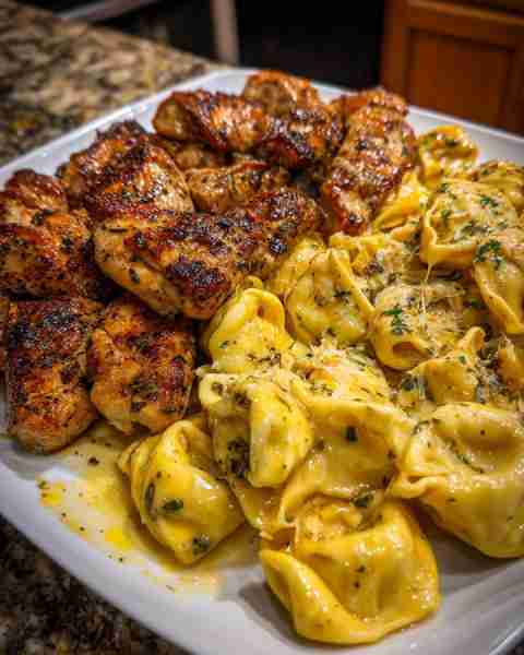 Garlic Butter Chicken with Velveeta Tortellini Alfredo Ingredients: 1.5 lbs boneless, skinless chick...