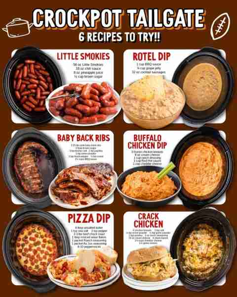 Football + food = perfection. Try these 6 tailgate crockpot recipes! 🙌 Ingredients Little Smokies...