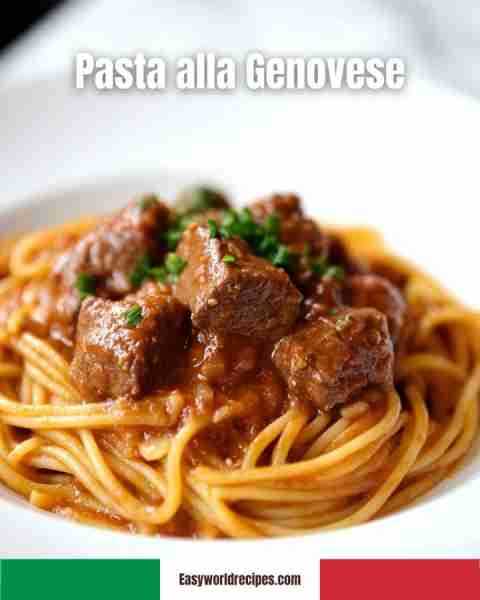 🍝 Pasta alla Genovese A hearty Pasta alla Genovese, rich with beef, onions, and slow-cooked flavors...