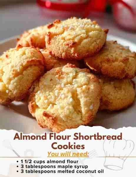 Almond Flour Shortbread Cookies Ingredients: - 1 1/2 cups almond flour - 3 tablespoons maple syrup...