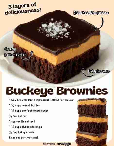 If you love buckeye candy, you’ll love these BUCKEYE BROWNIES ♥️ ~~INGREDIENTS~~ 1 box brownie mix +...