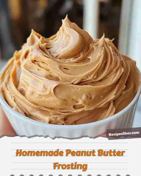 Homemade Peanut Butter Frosting 🥜 Indulge in a creamy and delicious frosting for your desserts!...