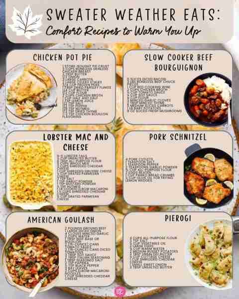 Chilly evenings are almost here, and with these recipes, you'll be ready! 🧣😋 Chicken Pot Pie 🥧 ▢1...