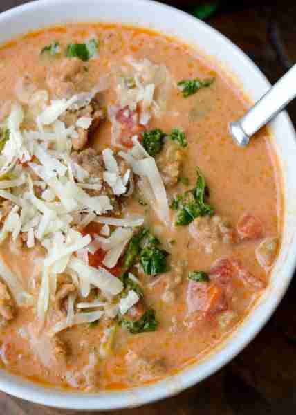 This delightful, creamy soup is loaded with browned sausage and vegetables! Try this easy Cheesy Ita...