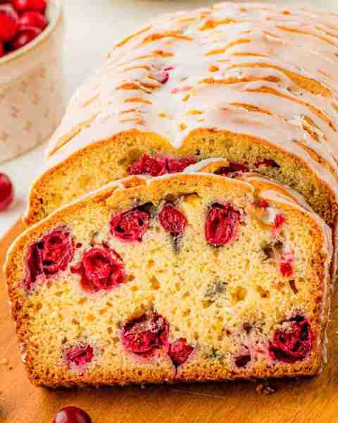 Cranberry Orange Bread with Vanilla Glaze 🍓🍊