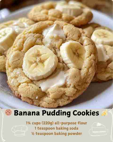 🍪 Banana Pudding Cookies 🍌 Ingredients ½ cup (1 stick / 113g) unsalted butter, softened ¾ cup (150...