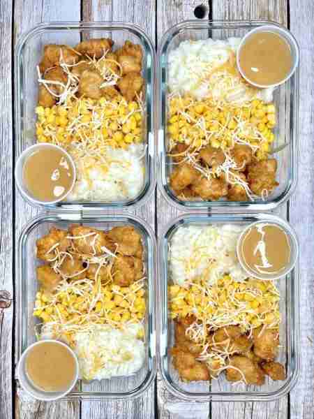 Meal Prep Ingredients 18.5 oz Just Bare Chicken Breast Bites 3 cups Idahoan Original Mashed Potatoes...
