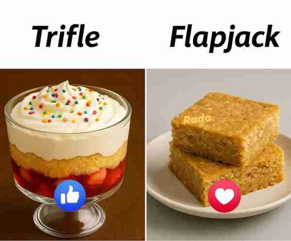 🍓🍰 Trifle Trifle is a layered English dessert made with sponge cake, custard, fruit, whipped cream...