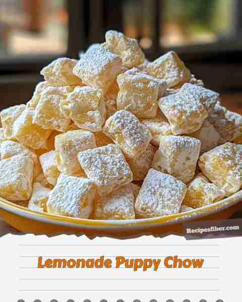Lemonade Puppy Chow 🍋🐾 A delicious, sweet snack that's perfect for summer! 📋 Ingredients - 9 c...