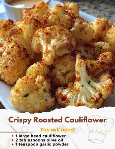 Crispy Roasted Cauliflower Ingredients: - 1 large head cauliflower - 2 tablespoons olive oil - 1 tea...