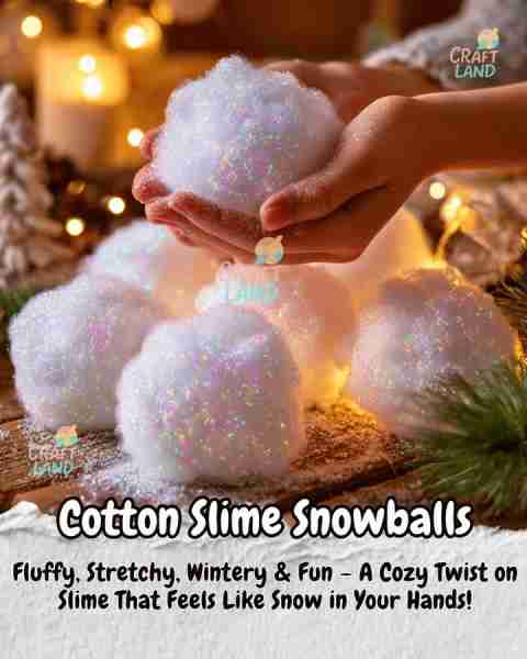 Cotton Slime Snowballs Ingredients: - 1 cup white school glue (like Elmer’s) - 1 cup shaving cream (...