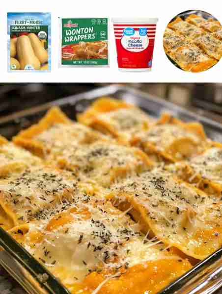 Butternut Squash Ravioli Ingredients: - 1 butternut squash - 1 package of wonton wrappers - 1/2 cup...