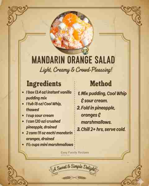 🥄 Cool Whip, pineapple, mandarin oranges, and little marshmallows… oh my! This salad isn’t just des...