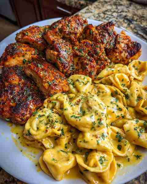 Chicken Tortellini in Velveeta Garlic Cream with Cajun Alfredo Sauce Ingredients: 1.5 lbs boneless,...