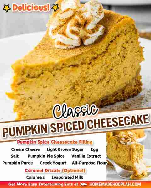 Classic Pumpkin Spiced Cheesecake! 🎃🍰 ⭐RECIPE IN COMMENTS⭐ tap photo to see 📷