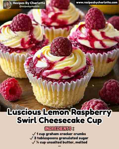 Lemon Raspberry Swirl Cheesecake Cups These Lemon Raspberry Swirl Cheesecake Cups are a delightful t...