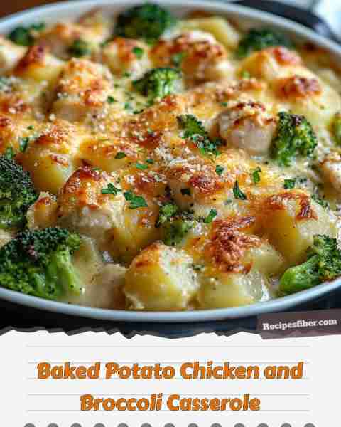 Baked Potato Chicken and Broccoli Casserole 🥔🍗🥦 Indulge in a comforting and hearty family dish!...