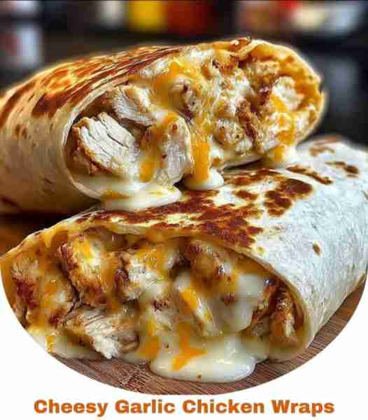 Cheesy Garlic Chicken Wraps Ingredients: 2 cups cooked chicken, diced or shredded ¼ cup cream cheese...