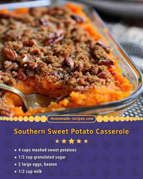 🍠 Southern Sweet Potato Casserole 🍠 Classic, comforting, and topped with a sweet pecan crunch! Ing...