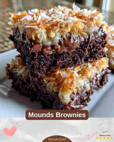 Mounds Brownies Ingredients: - 1 brownie mix (9x13 size), prepared and baked according to box direct...