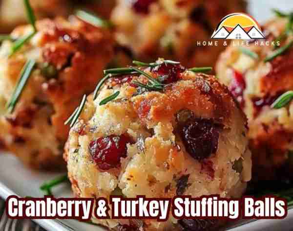 Cranberry & Turkey Stuffing Balls Ingredients: - 2 cups cooked turkey, shredded - 2 cups stuffing mi...
