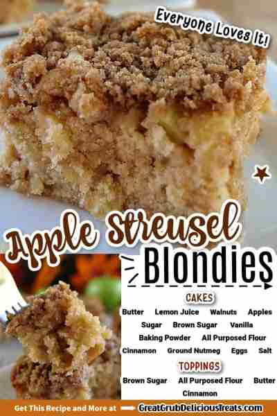 APPLE STREUSEL BLONDIES! 🍏 It's loaded with apples, walnuts, and a delicious streusel topping, maki...