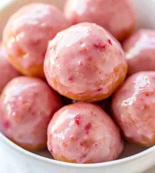 Strawberry Glazed Baked Donut Holes Light, fluffy, and baked instead of fried—these donut holes get...