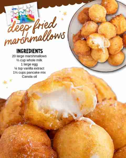 Fair food vibes at home! Deep fried marshmallows = happiness on a stick 🎡🍭 Ingredients 20 large ma...