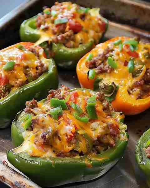 DOES ANYONE HERE ACTUALLY EAT ”STUFFED BELL PEPPERS 😋😍 Ingredients: 6 medium green peppers 1 lb gr...