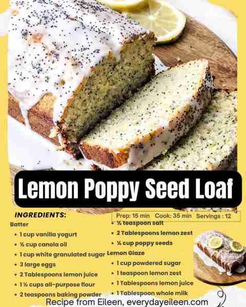 Lemon Poppy Seed Loaf, a must make bread that is just delicious and flavor packed. Recipe link in co...
