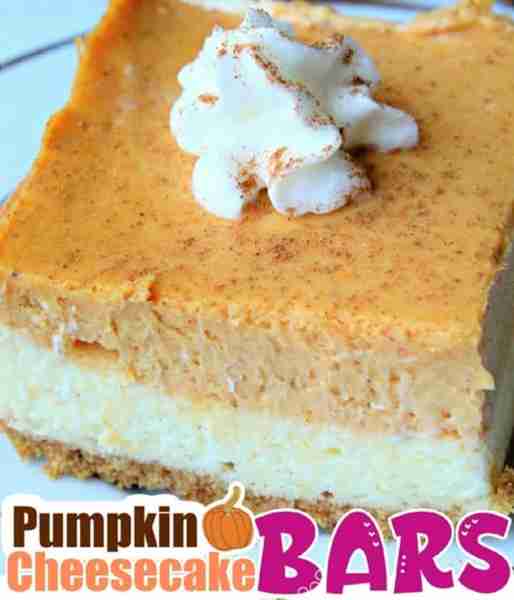 No Bake Pumpkin Cheesecake Bars! 🧡🧡 Pumpkin season got a whole lot sweeter! 🧡 Recipe Below!