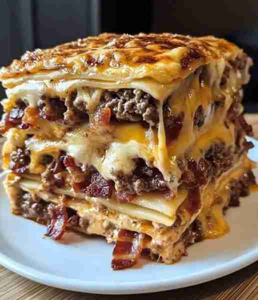 **Cheeseburger Lasagna Recipe** **Ingredients:** * 12 lasagna noodles (cooked al dente) * 1 lb groun...