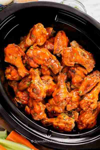 Comment RECIPE to get the recipe! Crock Pot chicken wings eliminate the mess and oil of deep fried c...