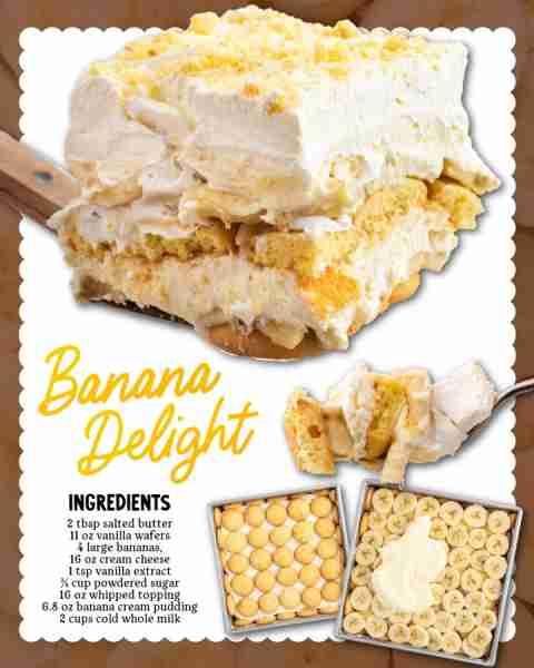 Banana + cream + happiness = the ultimate Banana Delight 🍰💛 Ingredients 🍌2 tablespoons salted swe...